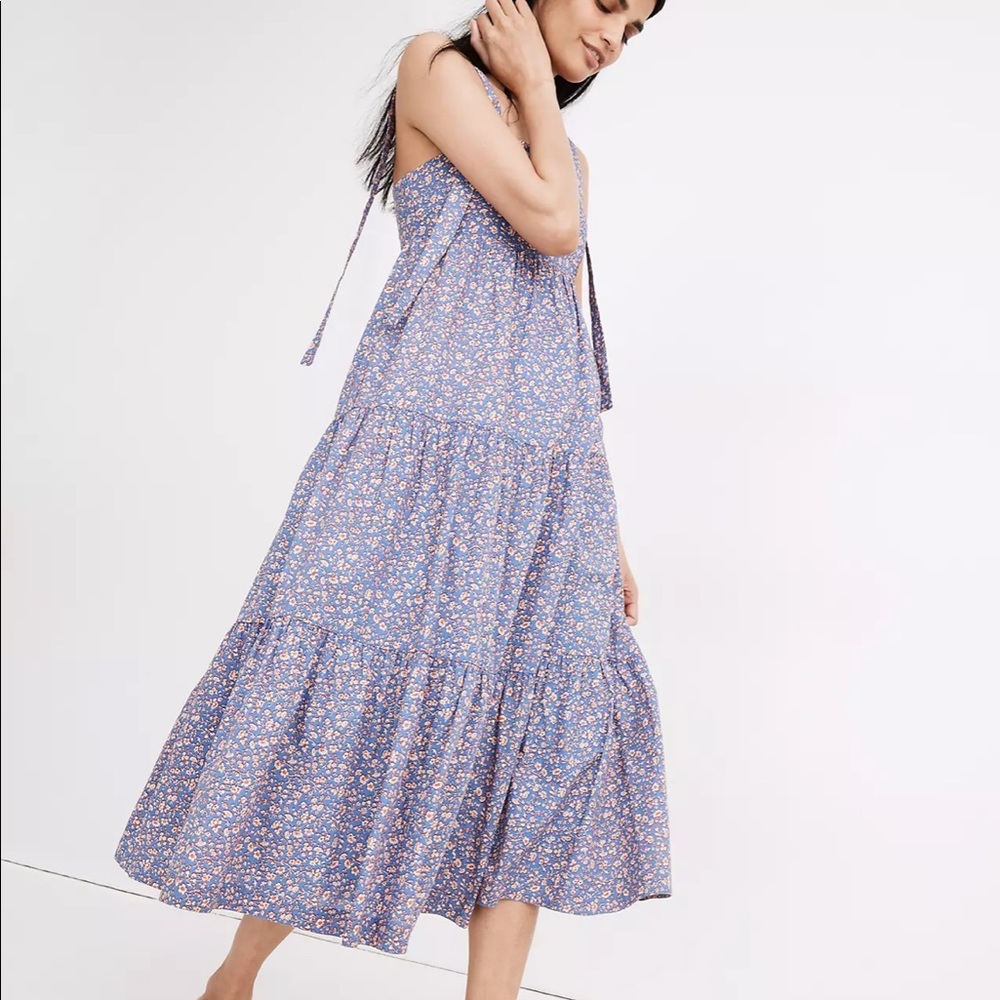 Tie Strap Tiered Midi Dress